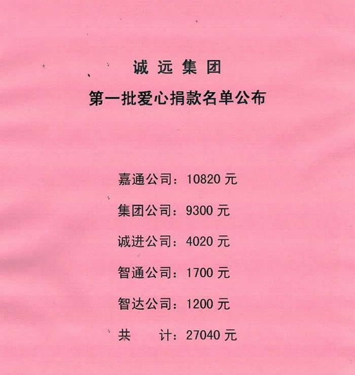 批爱心捐款名单